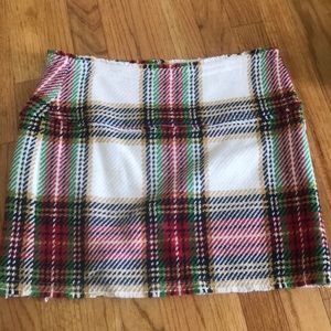 J Crew knit skirt with plaid pattern